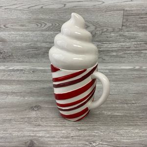 Christmas Decor Large Candy Cane Mug w/cover